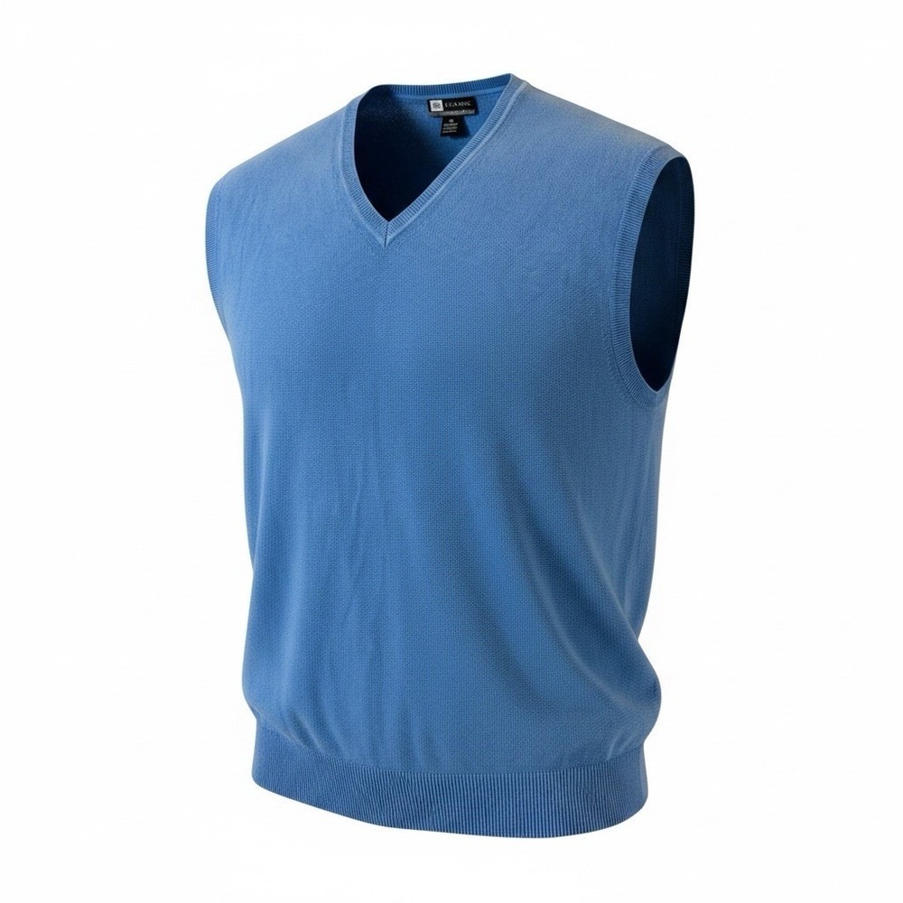 Jos A. Bank Leadbetter Golf Sweater EST Mens XXL Blue 100% Cotton VNeck Knit